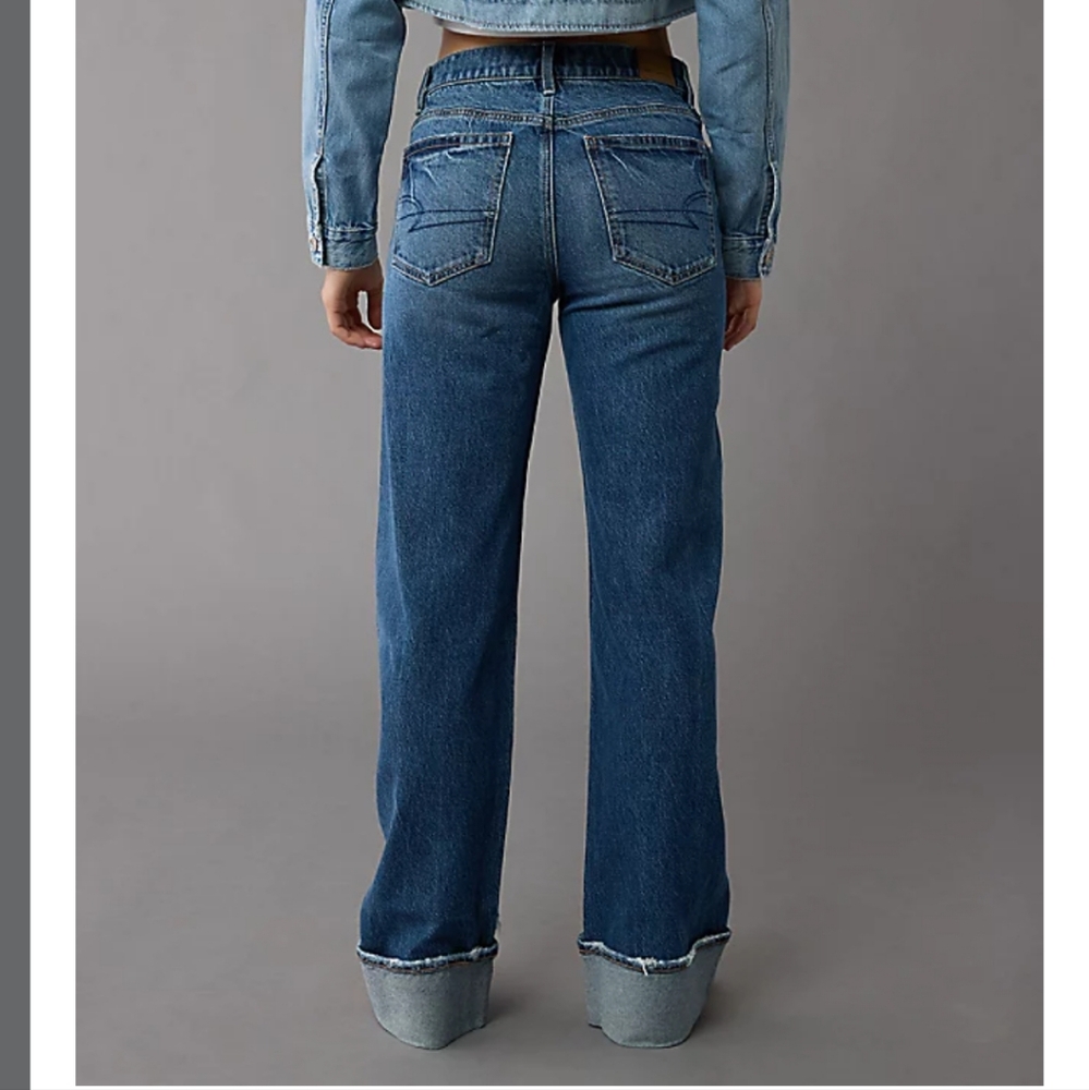 American Eagle Outfitters Mid Blue Wide Leg Jeans - Picture 2 of 6